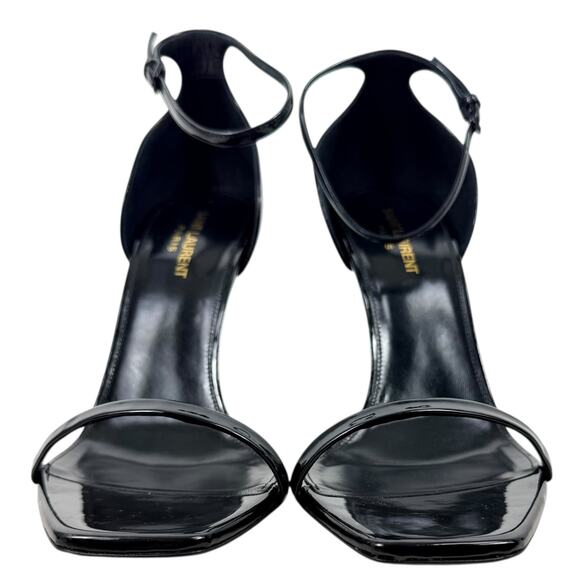 Saint Laurent Patent Leather Opyum YSL Heeled Sandals Black Size 42 - Picture 4 of 11